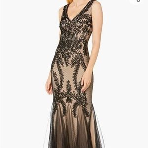 Embroidered floor gown